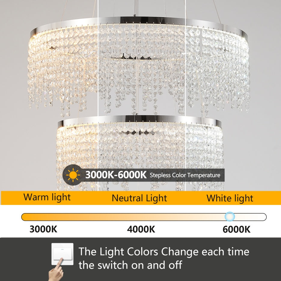Round 24-inch crystal LED ceiling chandelier, view 6