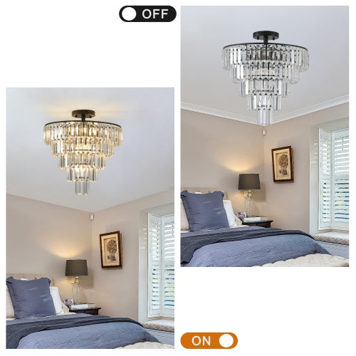Black contemporary crystal drum chandelier, view 7