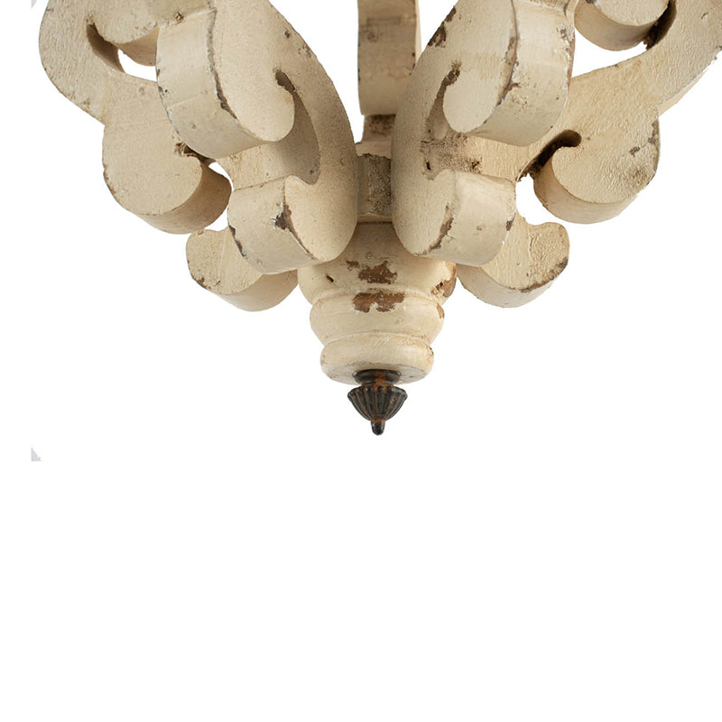 White French country wood chandelier, view 6