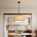 Woven jute rope farmhouse pendant light