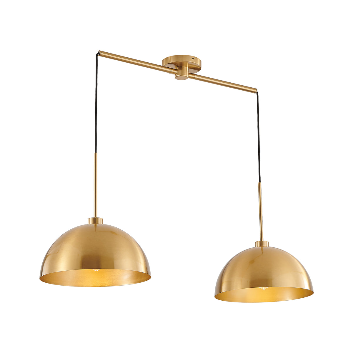 Copper-tone double pendant light on a linear bar, view 8