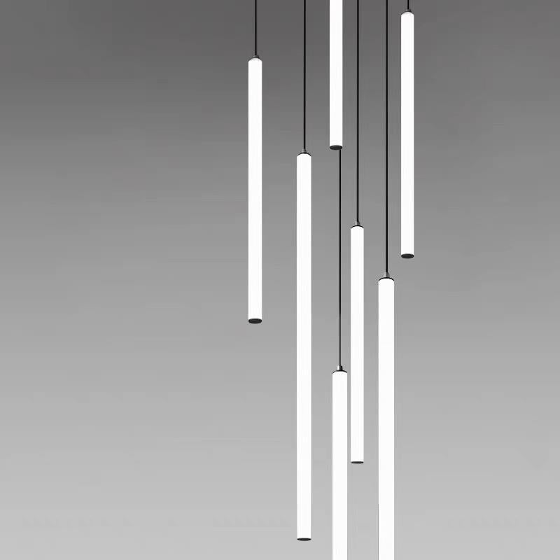 Spiral multi-light chandelier hanging in a stairwell foyer, view 8