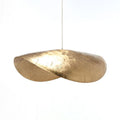 Lotus leaf shaped pendant light with a shallow sculptural shade, view 3
