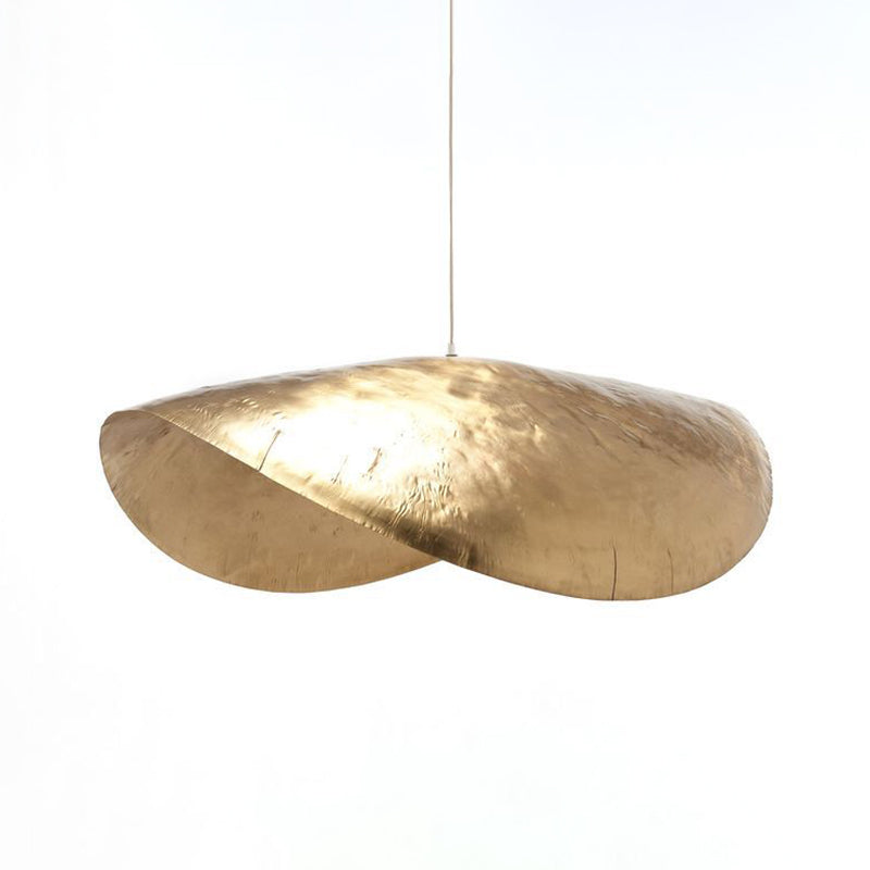 Lotus leaf shaped pendant light with a shallow sculptural shade, view 3