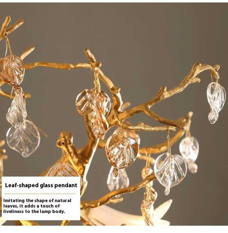 Copper and Crystal Branch Chandelier
