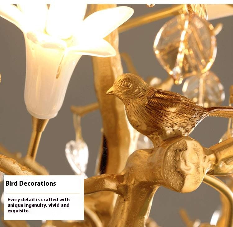 Copper and Crystal Branch Chandelier