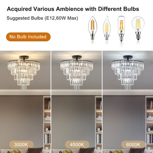Black contemporary crystal drum chandelier, view 9