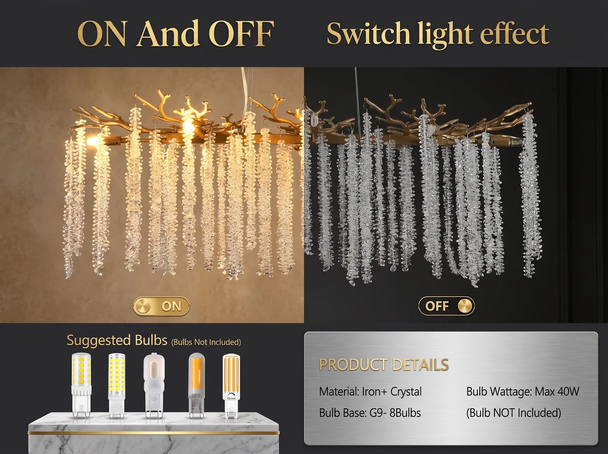 Gold Crystal Cascade Chandelier