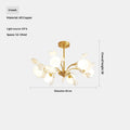 Copper ginkgo leaf branch chandelier with six lights, view 4