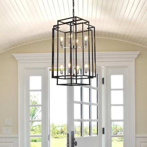 Tiered eight-lantern farmhouse chandelier, view 4