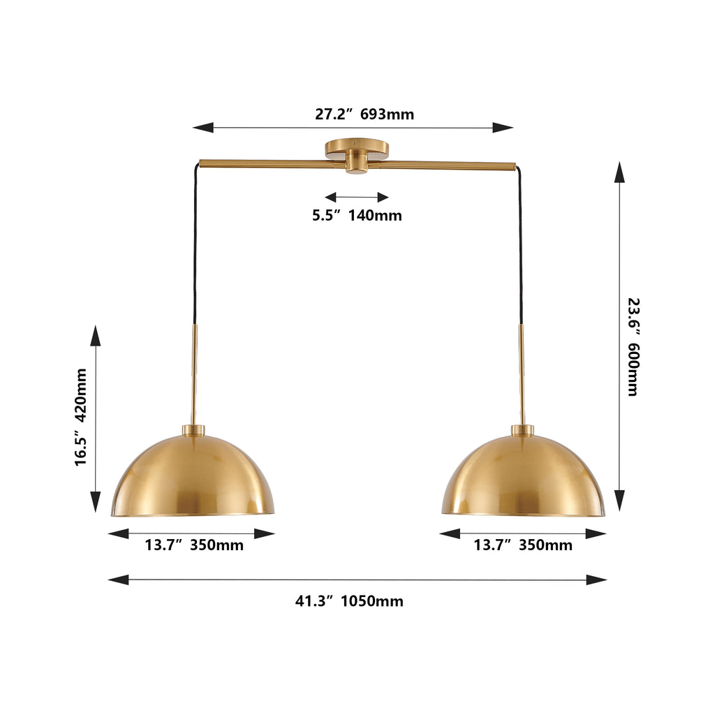 Copper-tone double pendant light on a linear bar, view 10