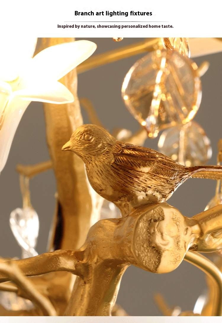 Copper and Crystal Branch Chandelier