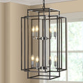 Tiered eight-lantern farmhouse chandelier