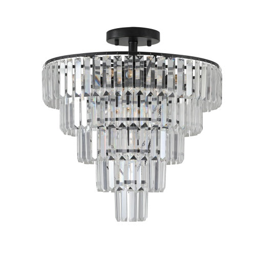 Black contemporary crystal drum chandelier, view 5