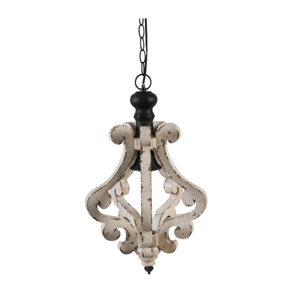 White French country wood chandelier, view 9