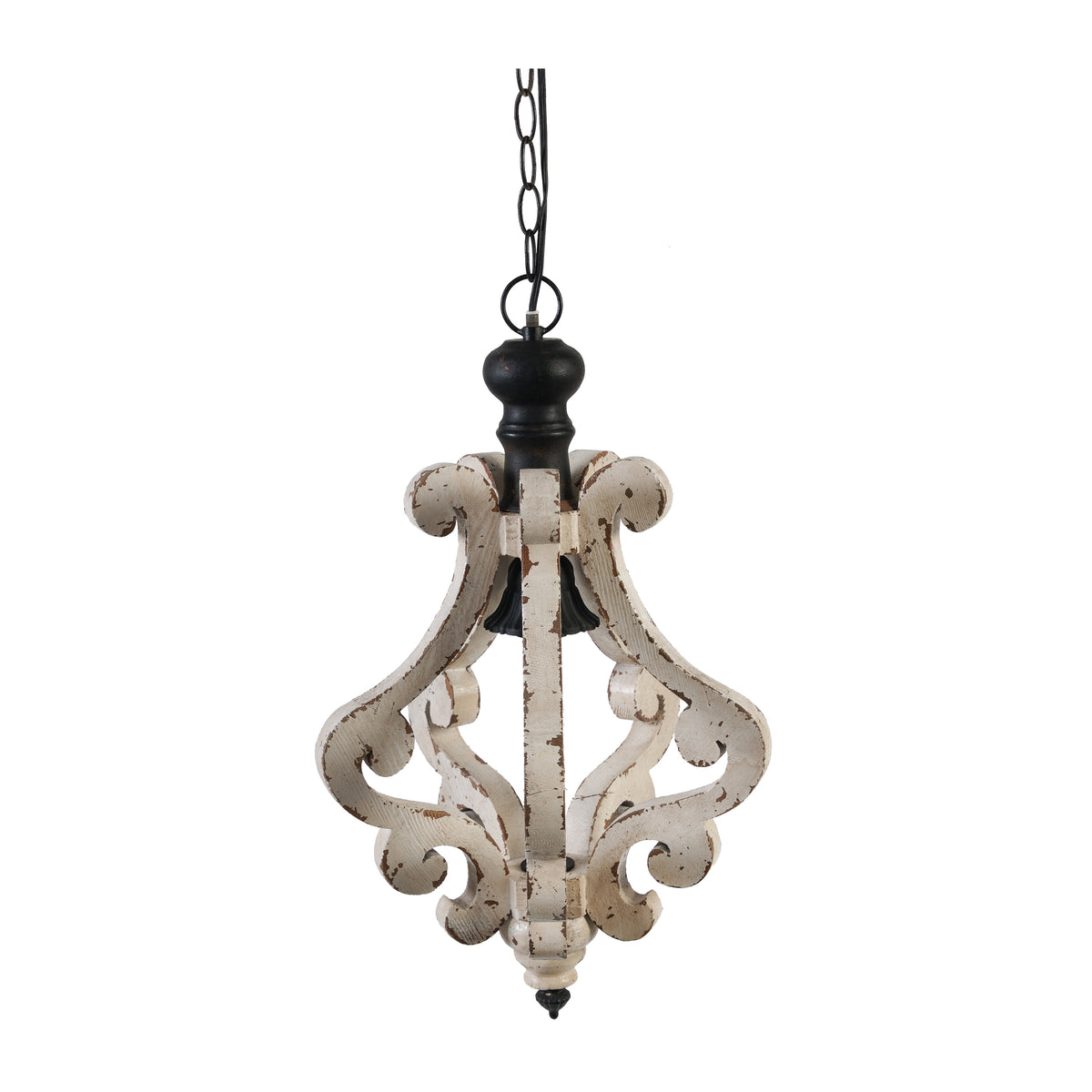 White French country wood chandelier, view 9