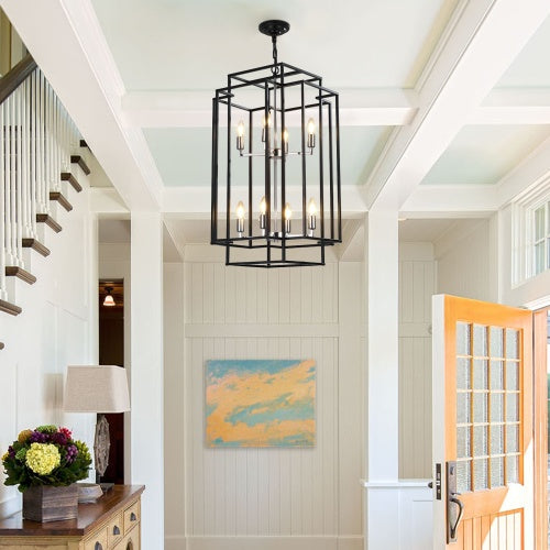 Tiered eight-lantern farmhouse chandelier, view 10