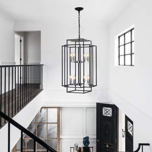 Tiered eight-lantern farmhouse chandelier, view 7