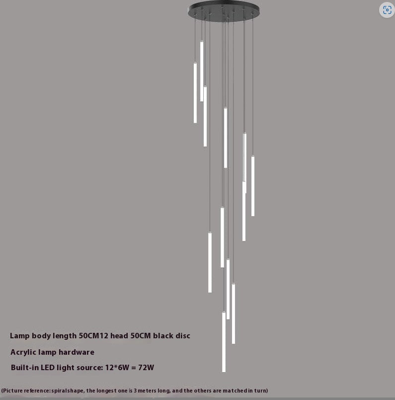Spiral multi-light chandelier hanging in a stairwell foyer, view 9