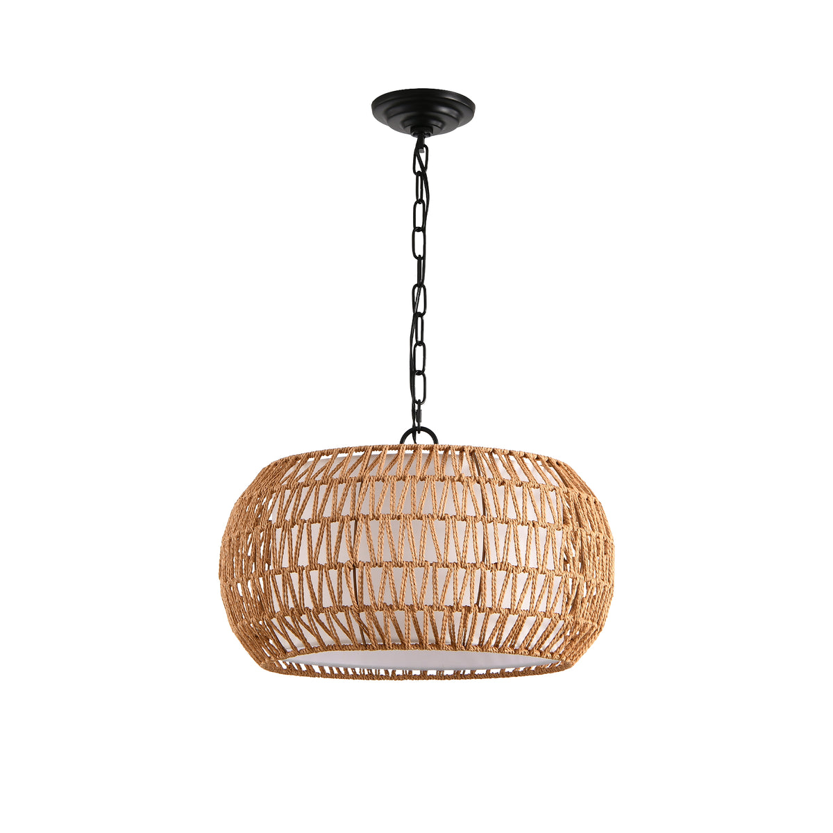 Woven jute rope farmhouse pendant light, view 3