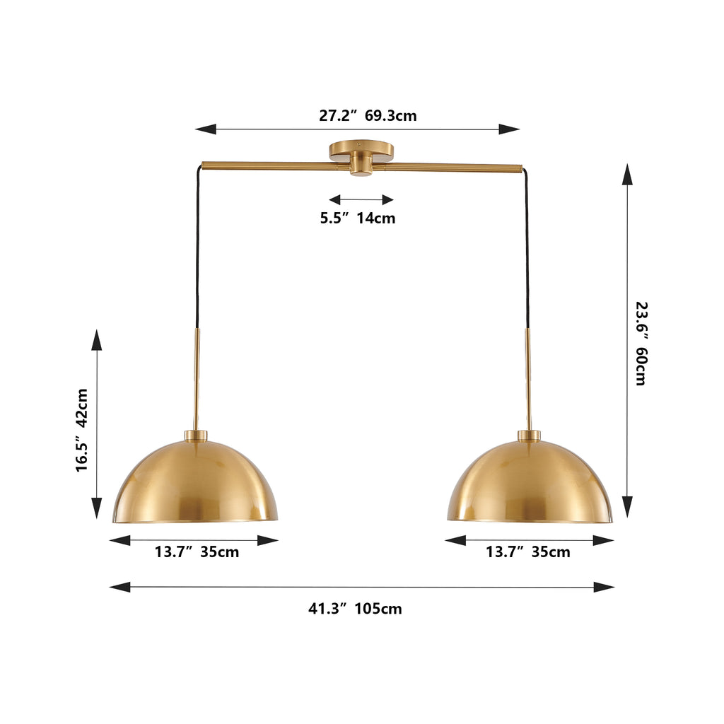 Copper-tone double pendant light on a linear bar, view 4