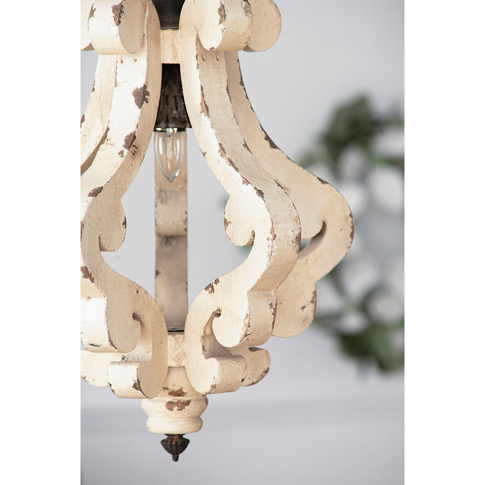 White French country wood chandelier, view 5