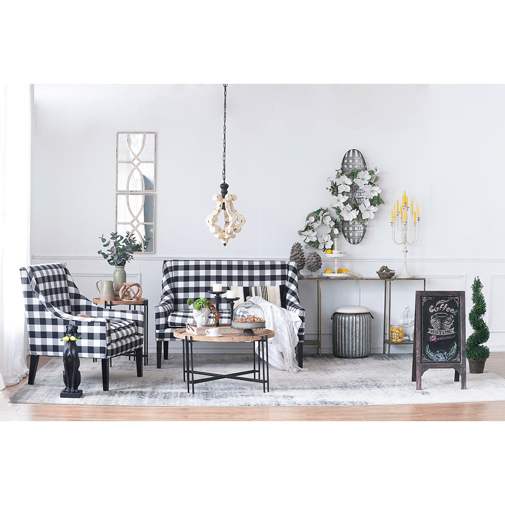 White French country wood chandelier, view 8