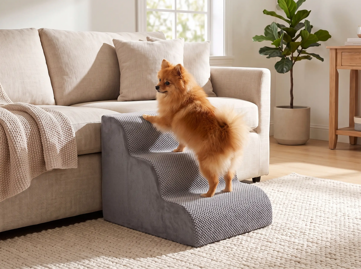 Curved Foam Pet Stairs for Small Dogs and Cats