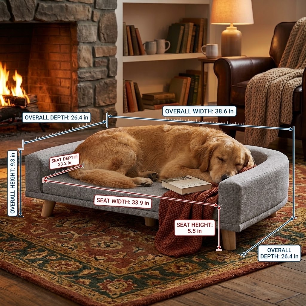 Elevated Dog Sofa with Washable Cushion