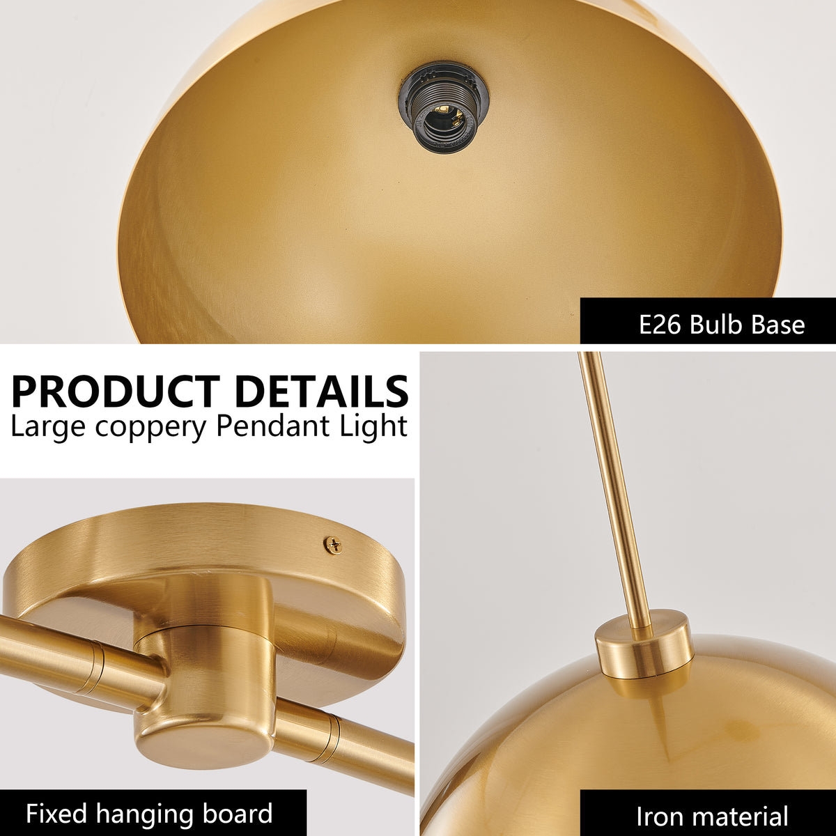 Copper-tone double pendant light on a linear bar, view 9
