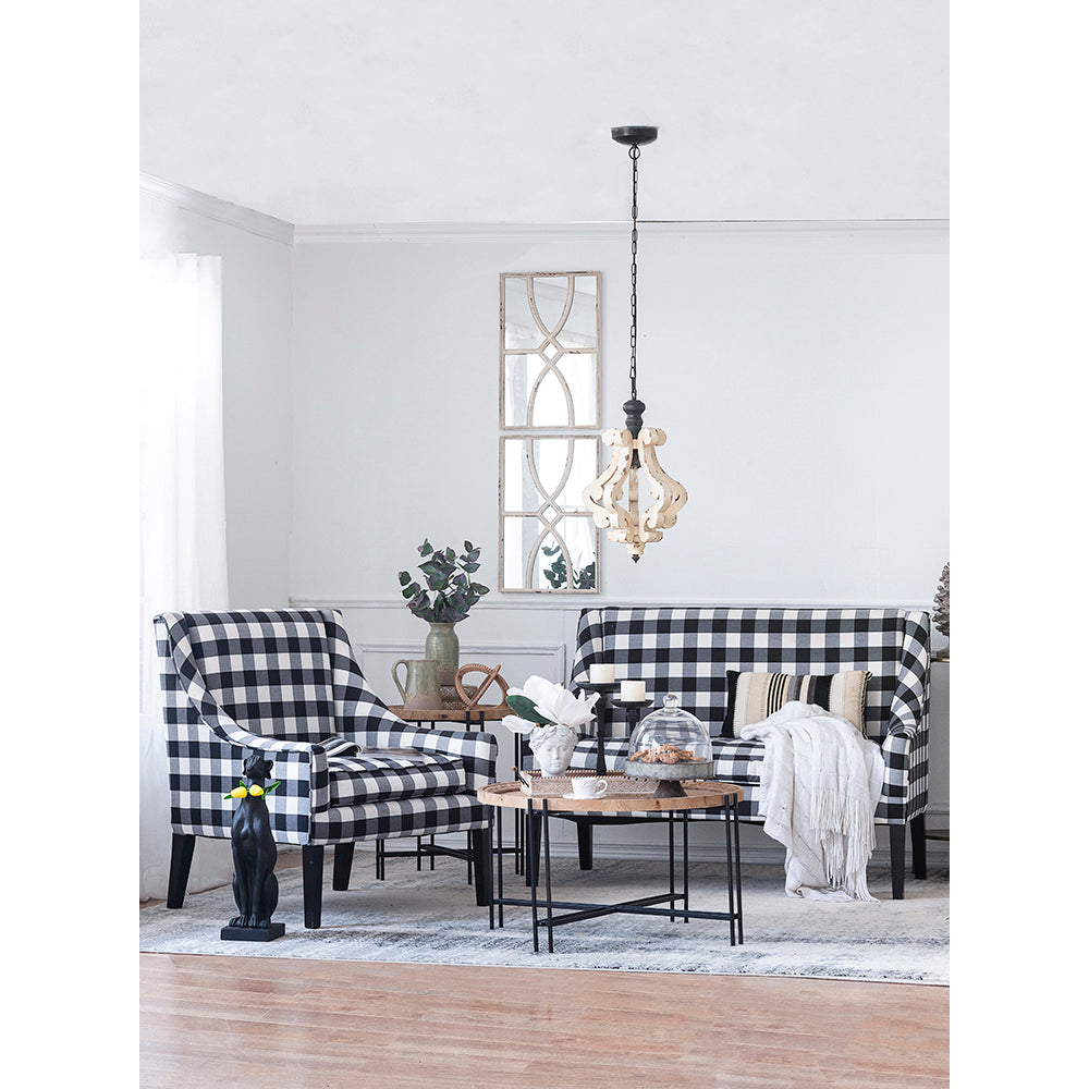 White French country wood chandelier, view 4