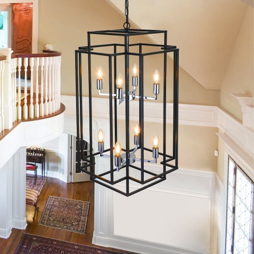 Tiered eight-lantern farmhouse chandelier, view 5