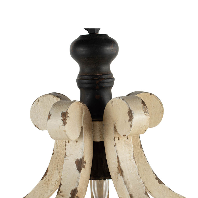 White French country wood chandelier, view 2