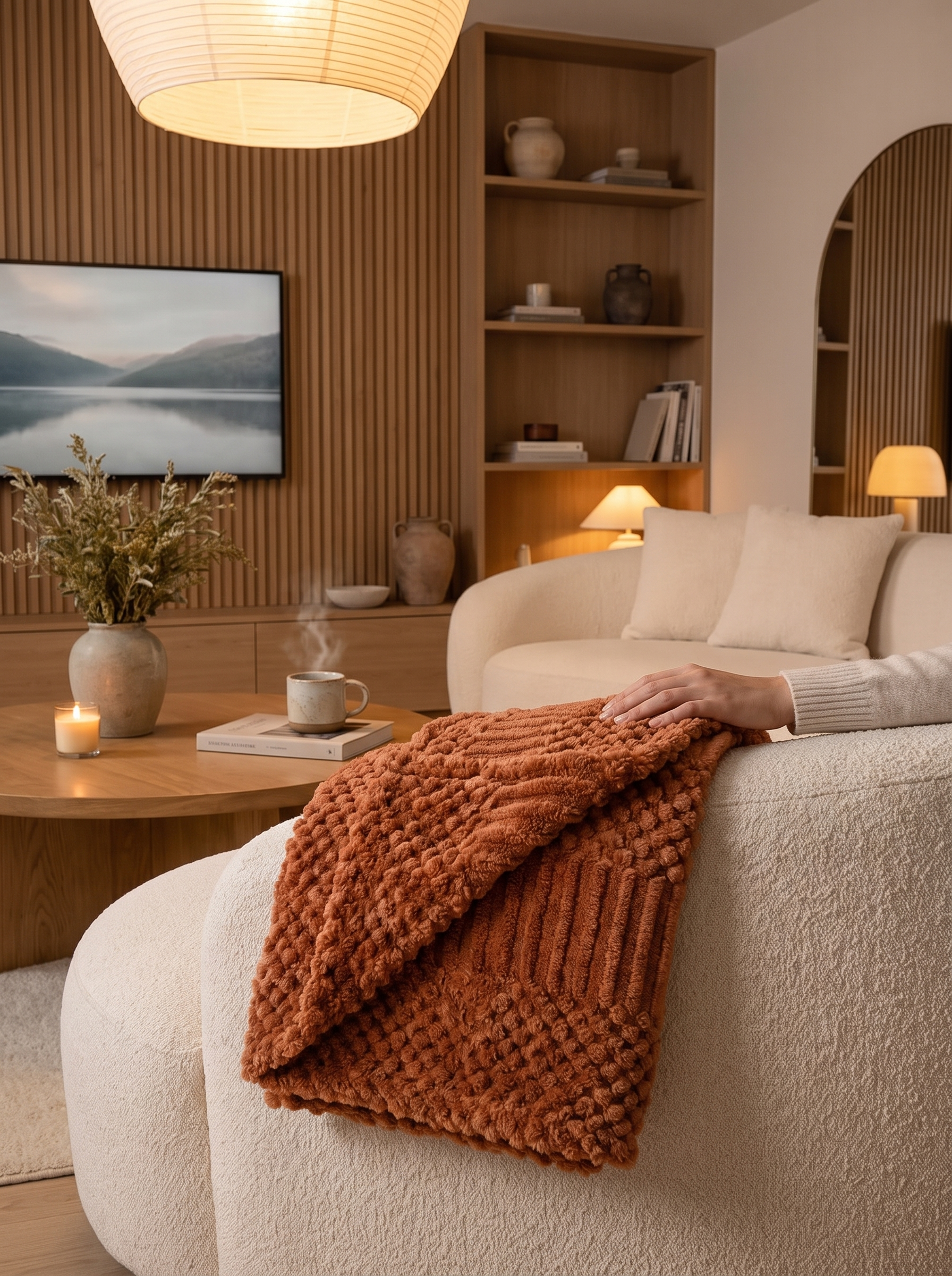 Rust Fleece Throw Blanket lifestyle 1