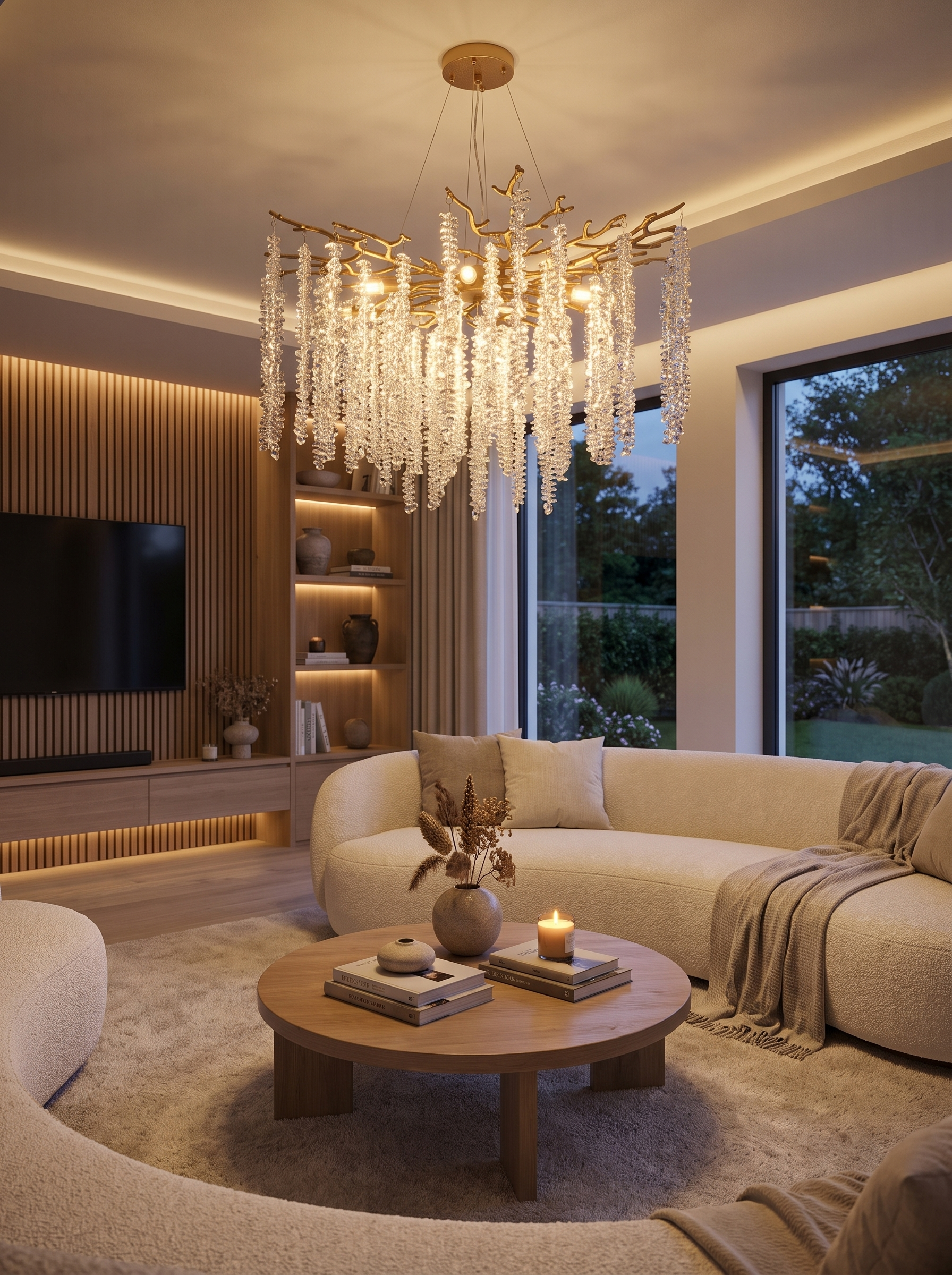 24 Inch Gold Crystal Cascade Chandelier lifestyle 2