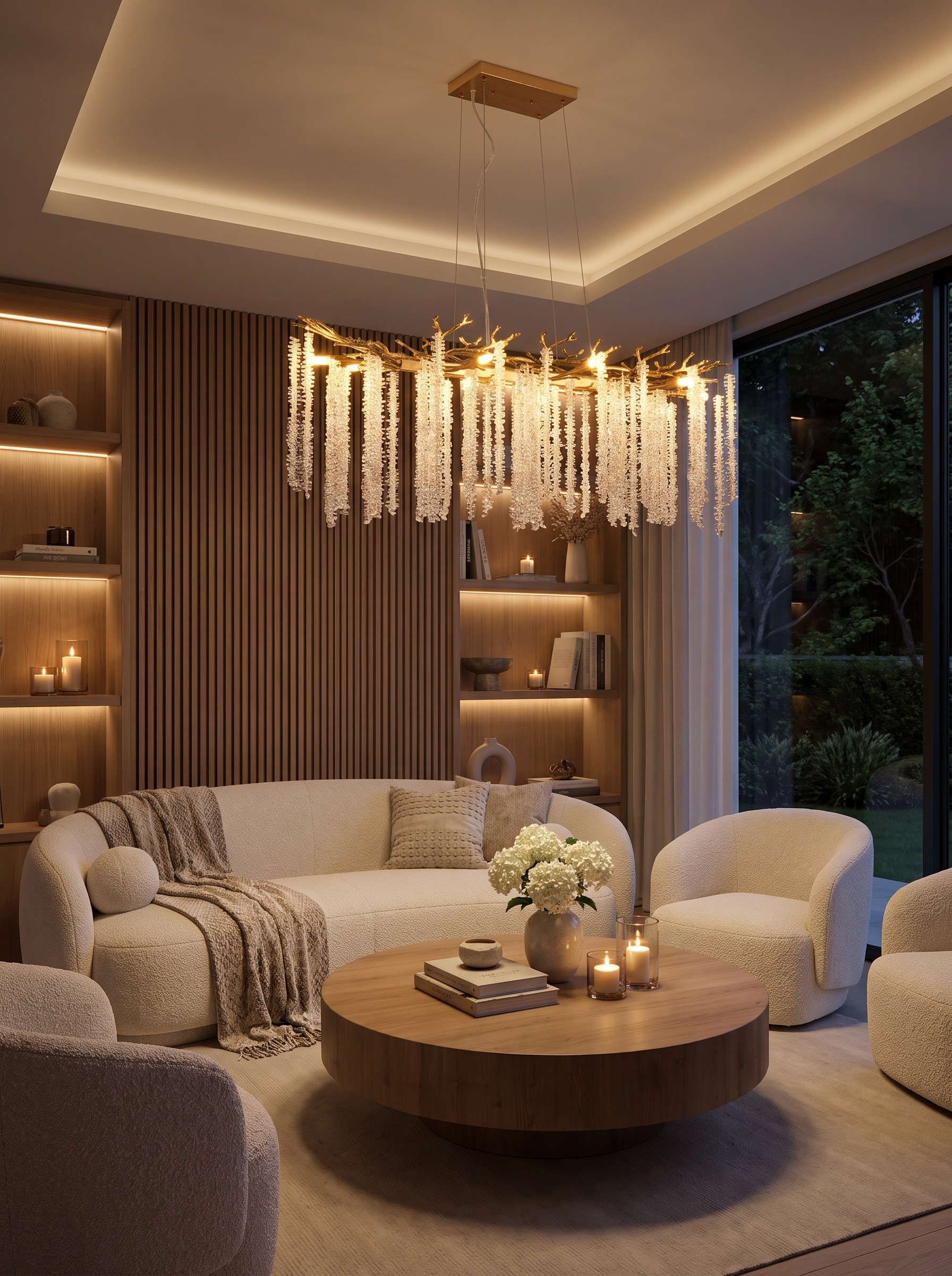 39 Inch Gold Crystal Cascade Chandelier lifestyle 3