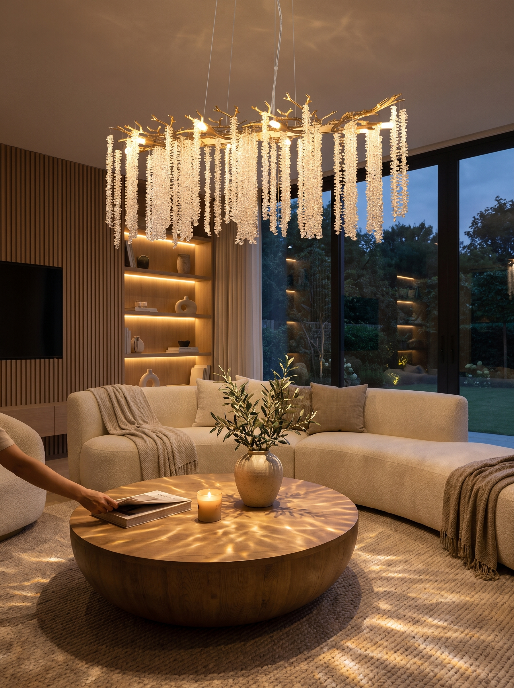 39 Inch Gold Crystal Cascade Chandelier lifestyle 2
