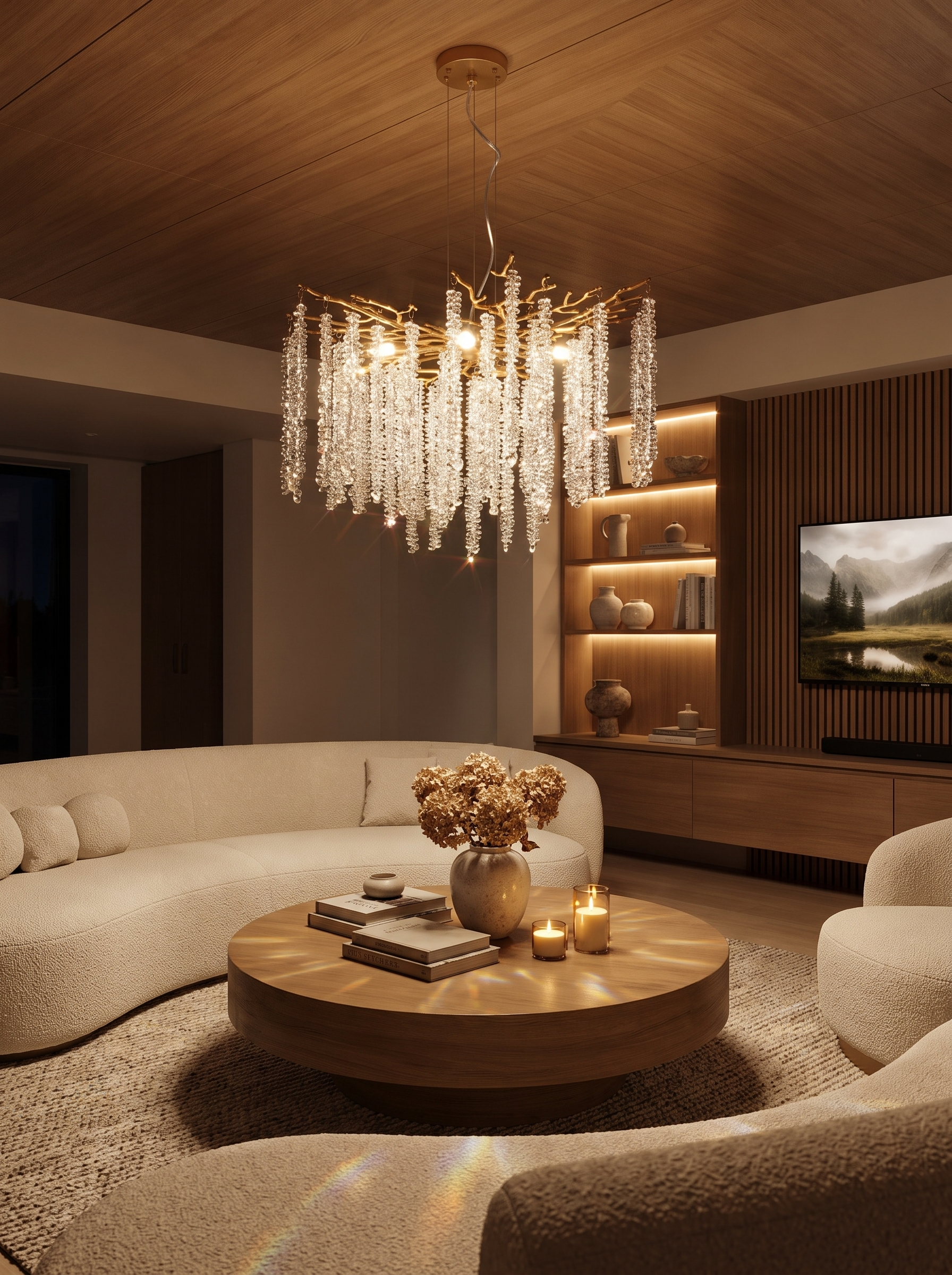 24 Inch Gold Crystal Cascade Chandelier lifestyle 3