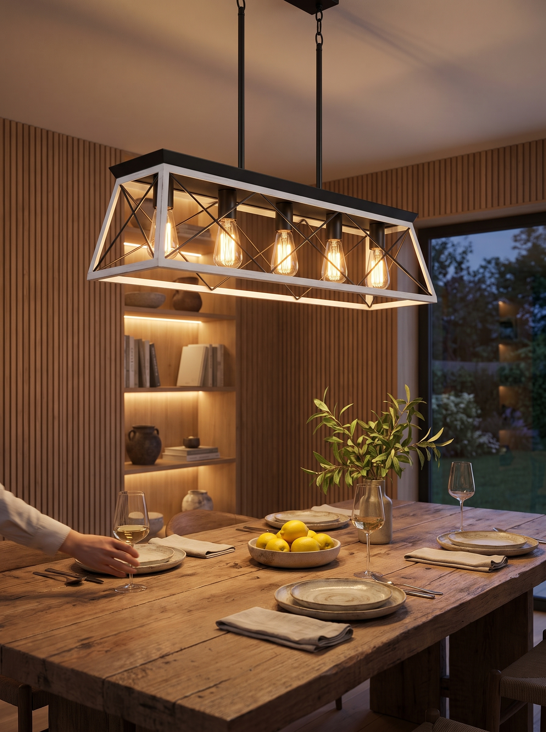 Five Light White Farmhouse Chandelier lifestyle 3