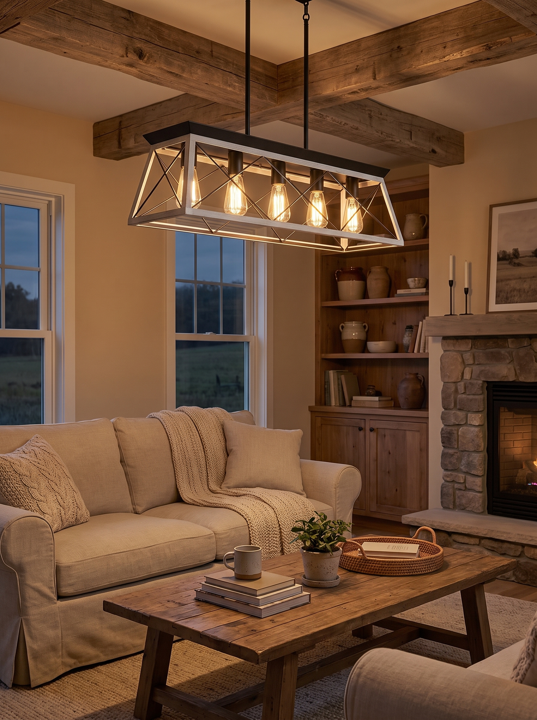 Five-Light White Farmhouse Chandelier lifestyle 1