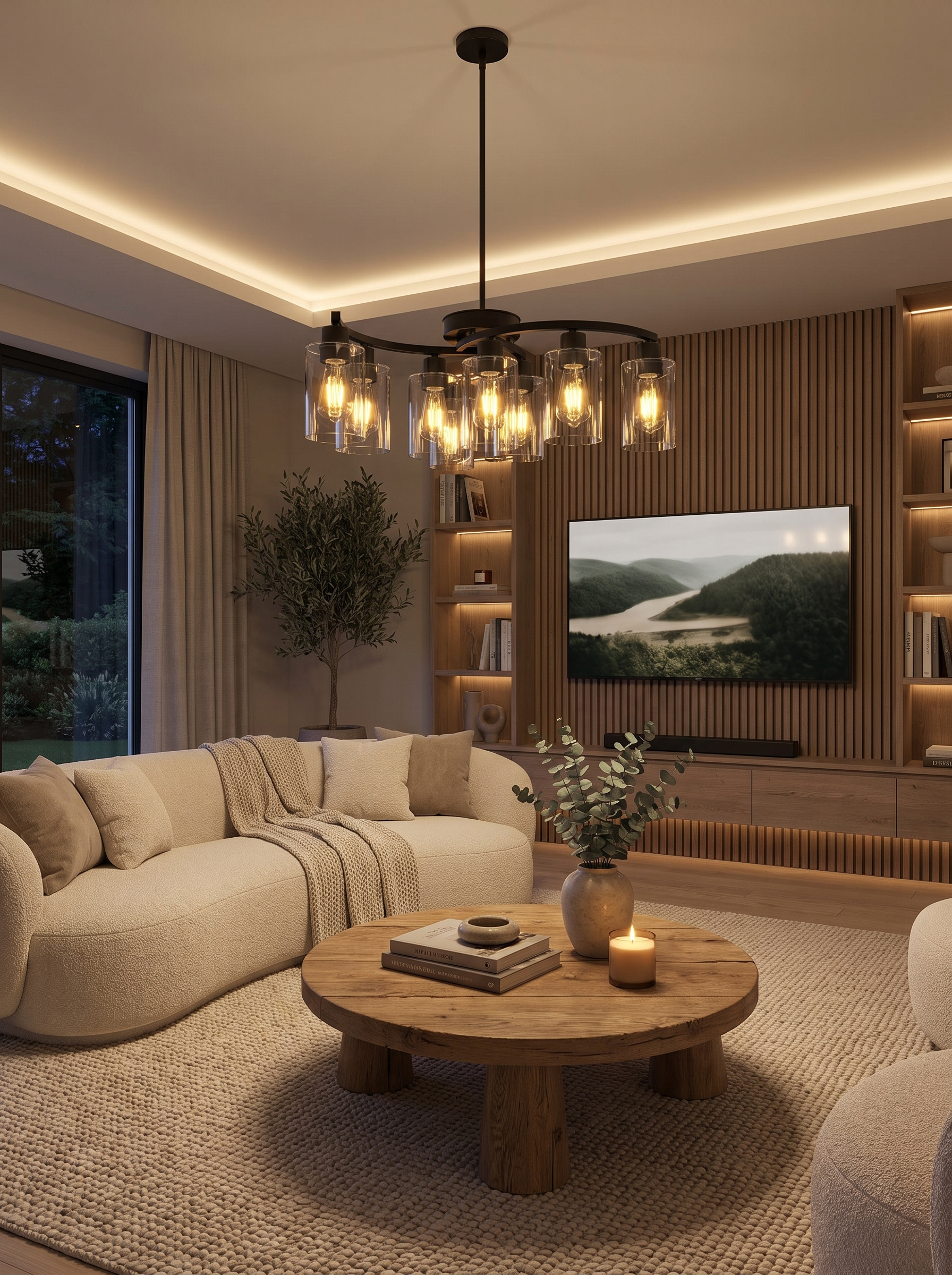 Nine Light Black Glass Chandelier lifestyle 2