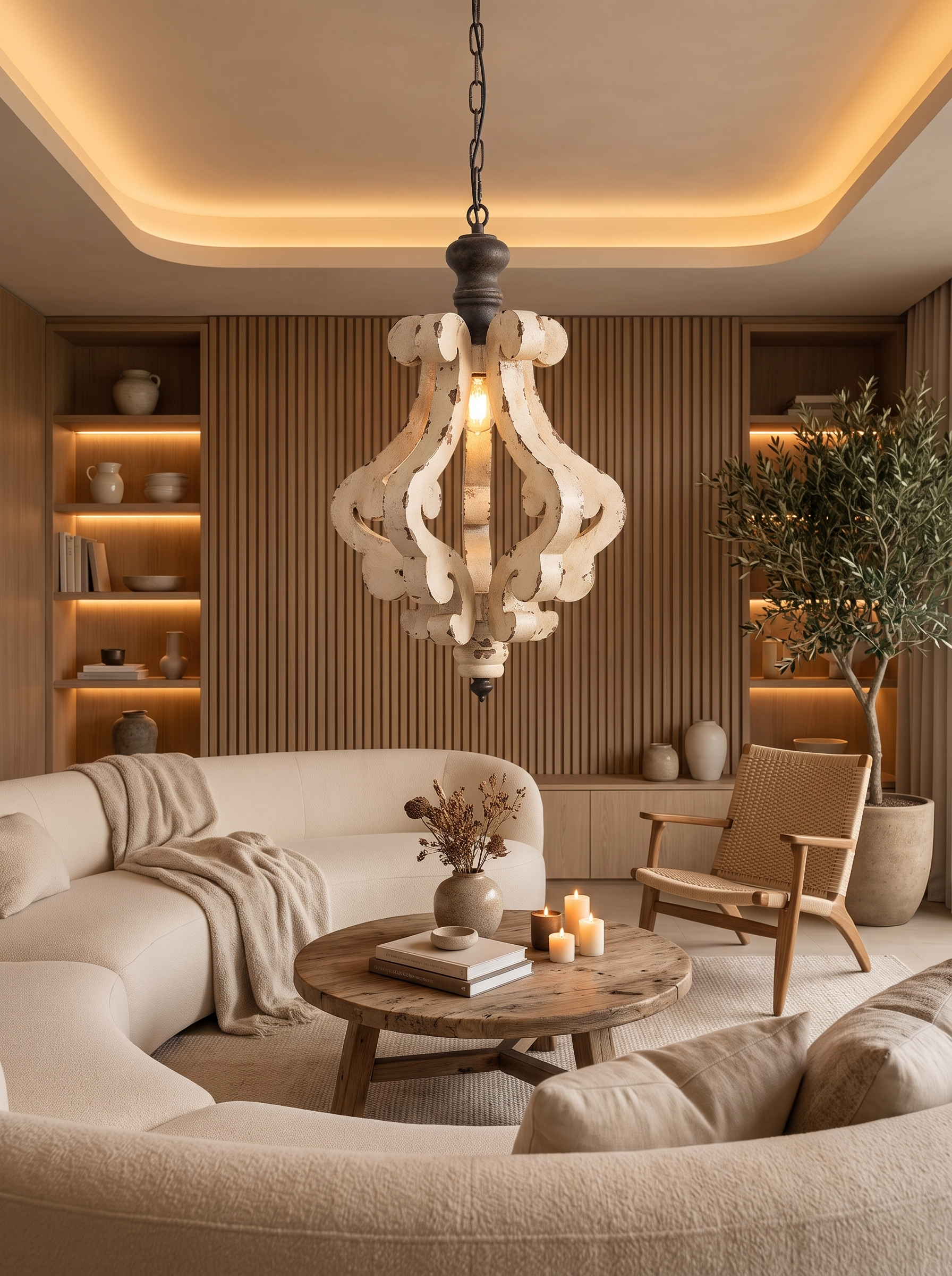 White French Country Wood Chandelier lifestyle 3