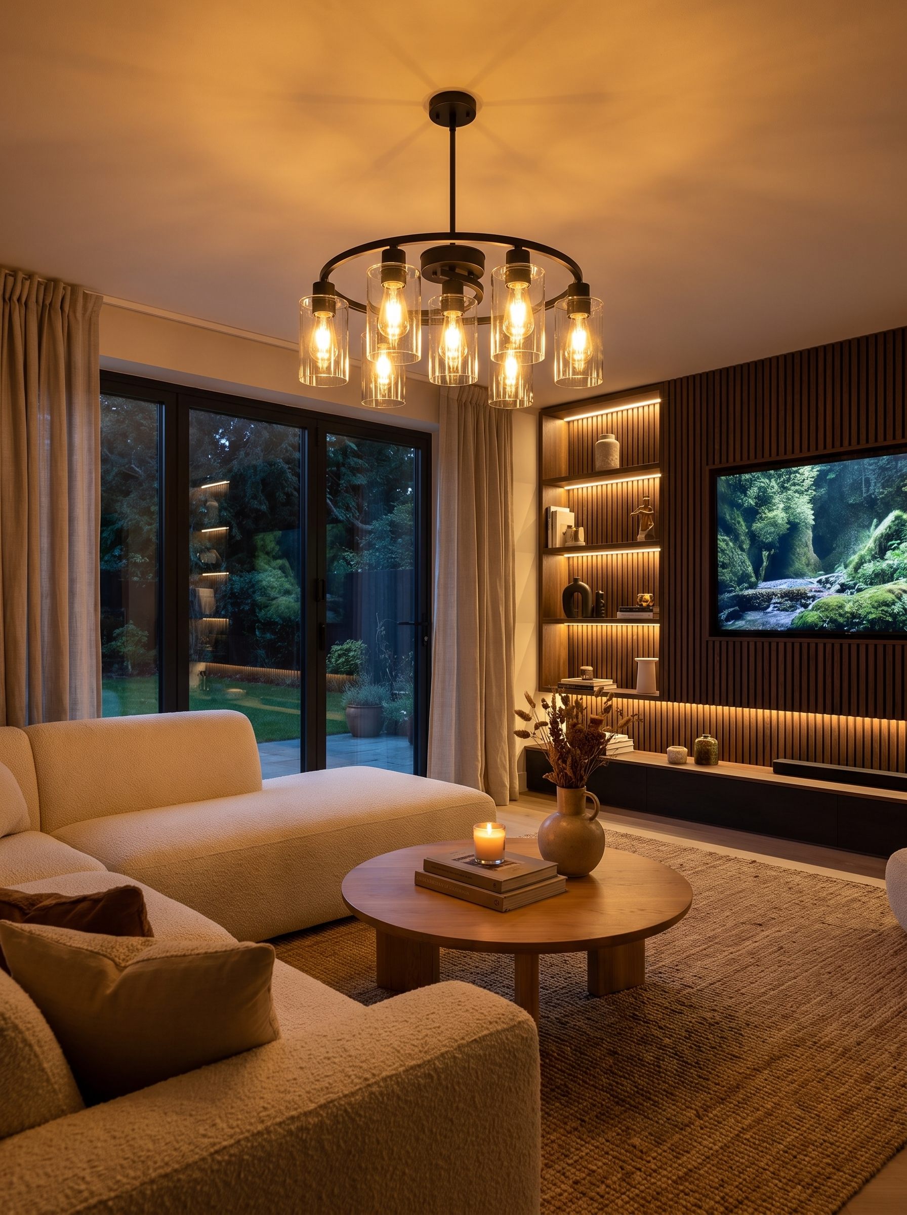 Nine Light Black Glass Chandelier lifestyle 3