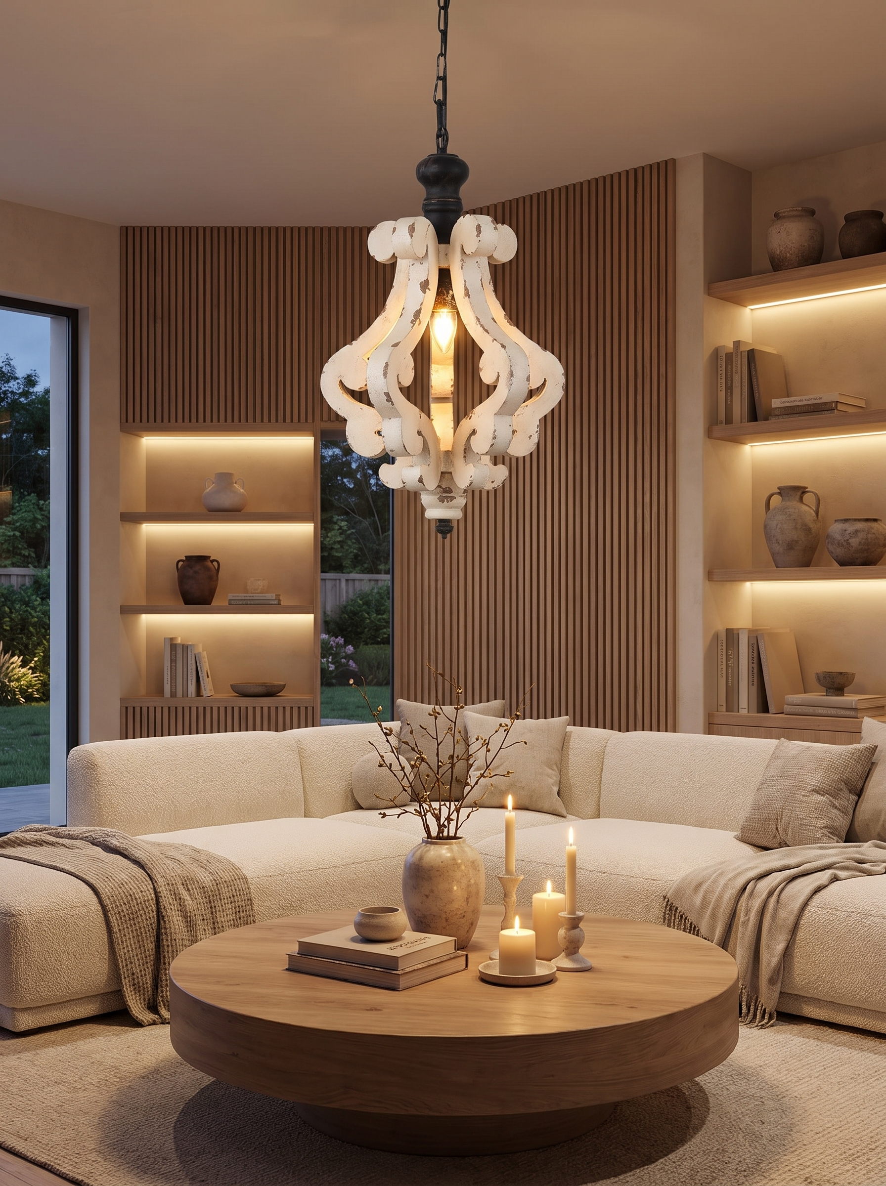 White French Country Wood Chandelier lifestyle 2