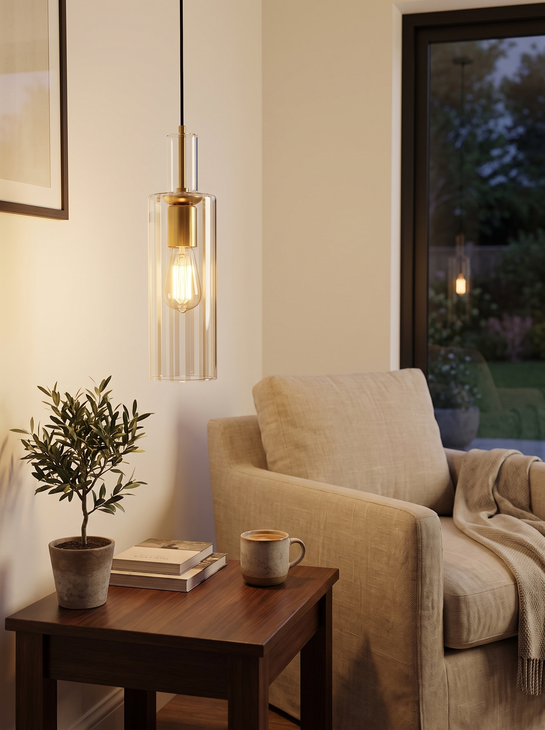 Gold Striped Glass Pendant Set of 3 lifestyle 1