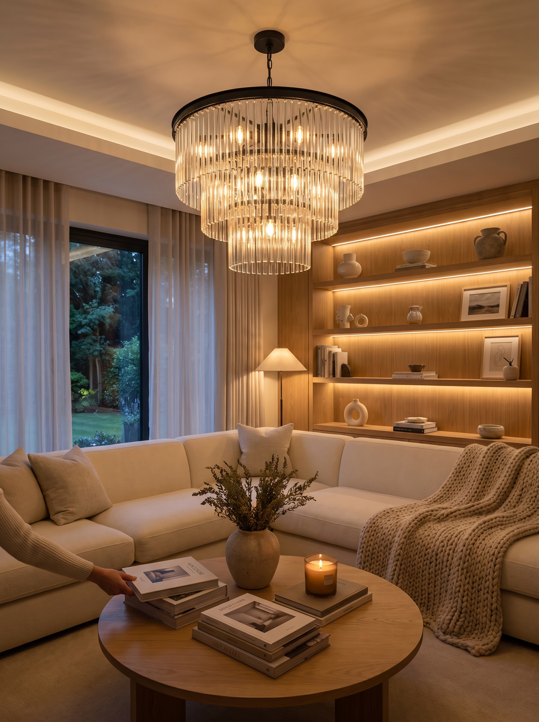 Black Crystal Drum Chandelier lifestyle 2