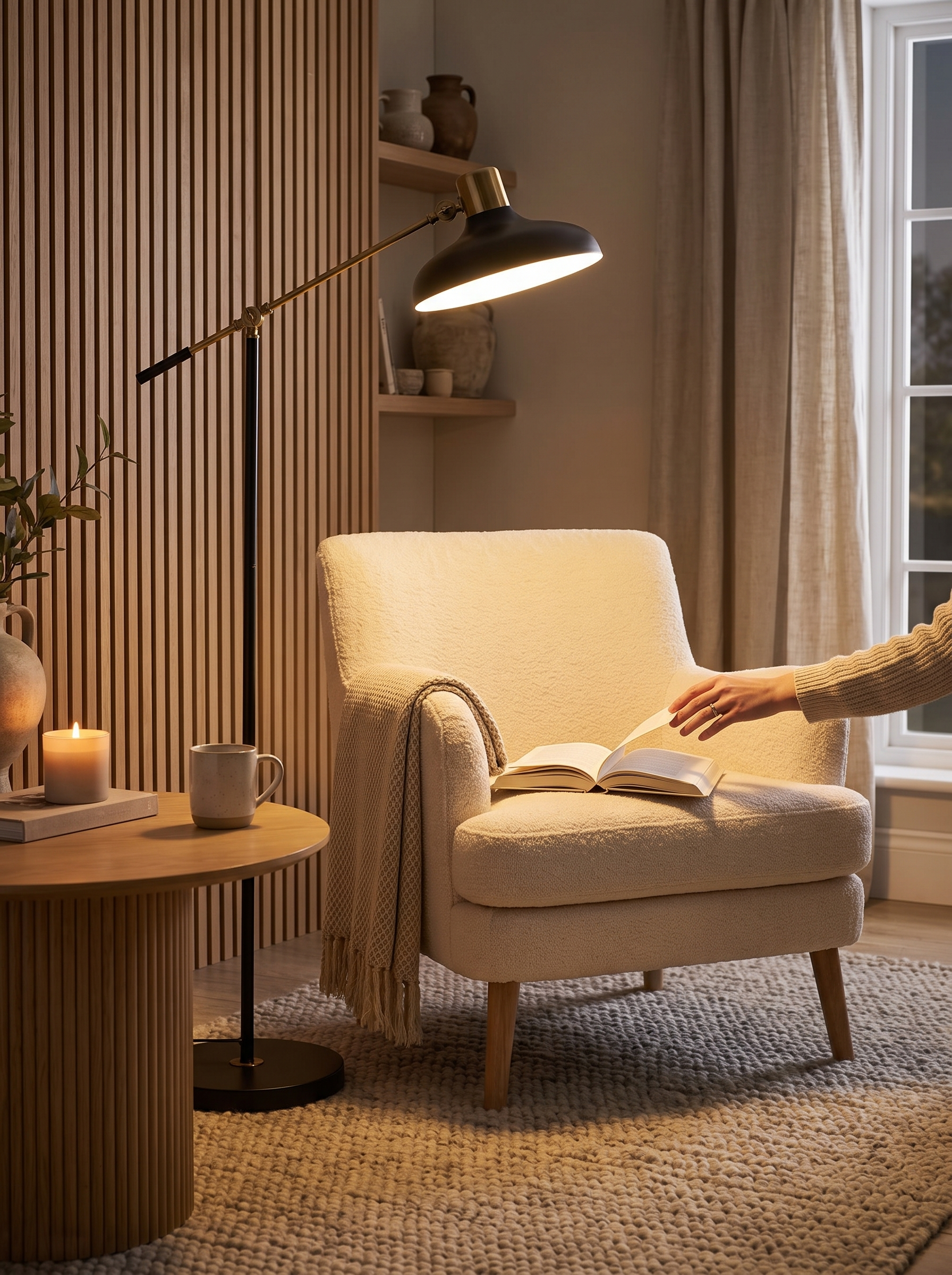 Black and Gold Adjustable Floor Lamp lifestyle 3