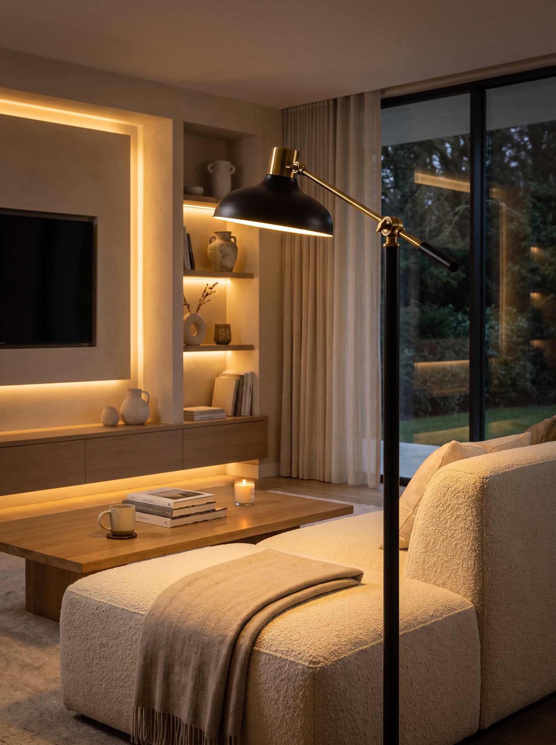 Black and Gold Adjustable Floor Lamp lifestyle 2
