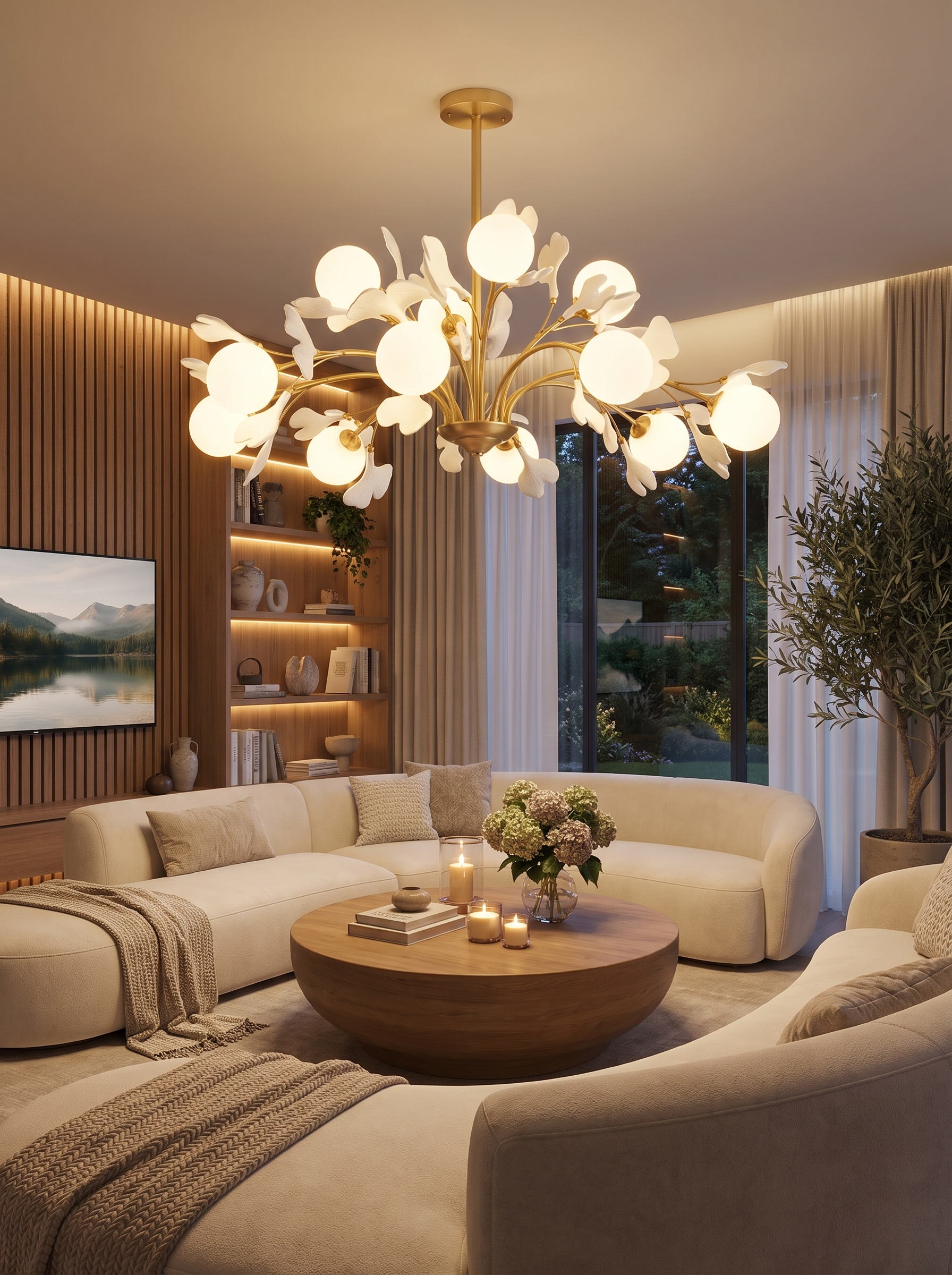 Ginkgo Leaf Copper Branch Chandelier lifestyle 2