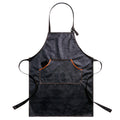 Black breathable leather apron with perforated panel and front pocket